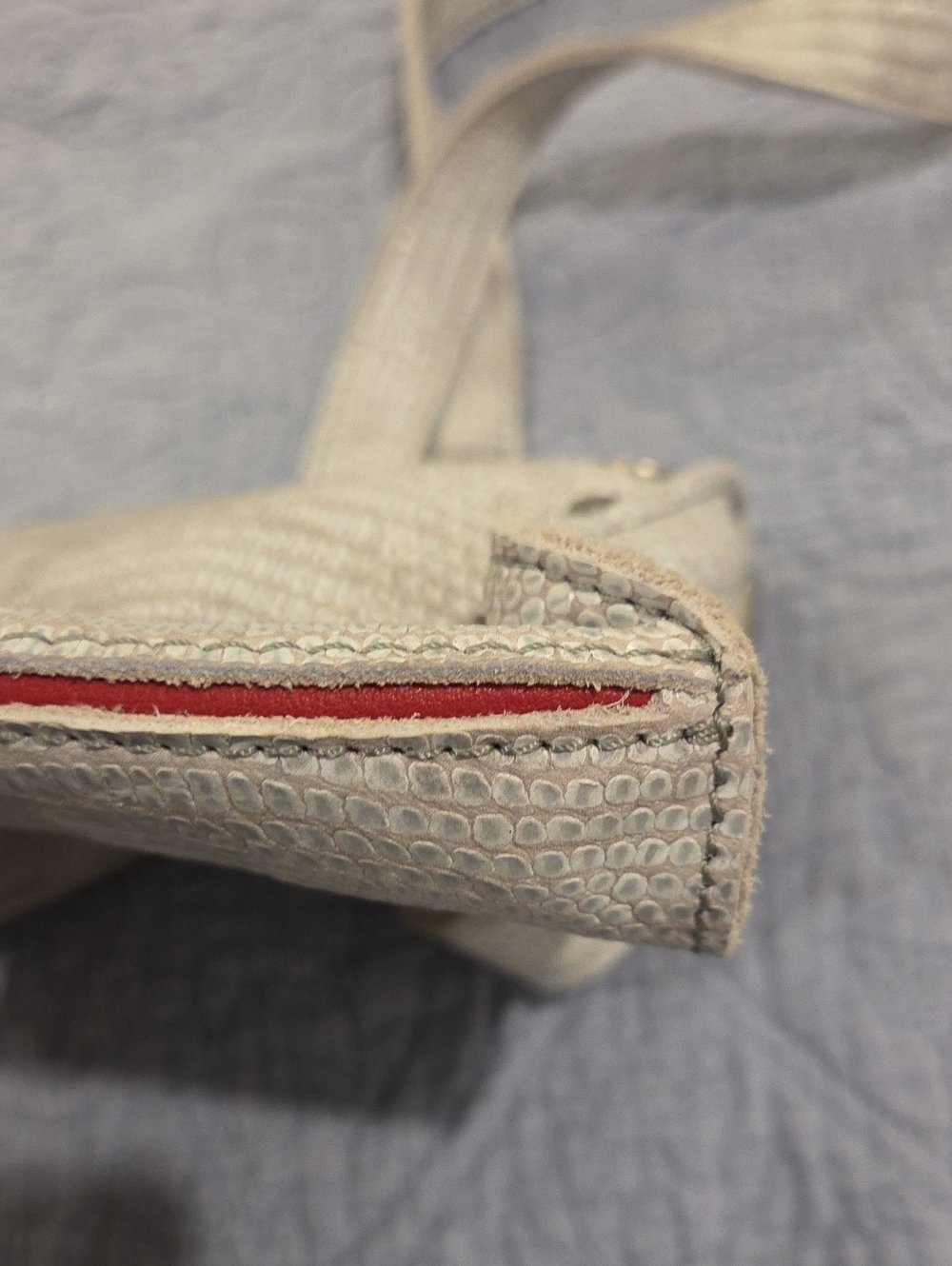 Hammitt Tony Leather Crossbody Bag - Light Grey Textured/Lizard Embossed Bag! - Picture 8 of 14